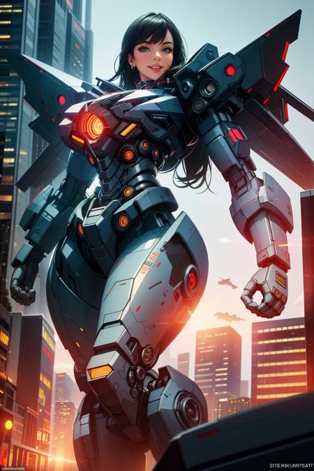 05734-3887775885-((Masterpiece, best quality,edgQuality)),smiling,excited,giantess,_edgMecha, a giant woman in robot suit standing in front of a.png